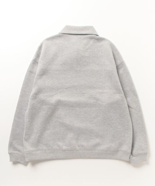 CHUMS（チャムス）の「CHUMS/チャムス ハーフジップ スウェット カレッジロゴ風 オーバーサイズ 裏起毛 CH00-1398（スウェット・メンズ・セージグリーン/ベージュ/ブラック/グレー・M/L/XL）」の5枚目の写真