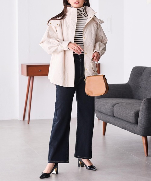 RANAN（ラナン）の「2WAY中綿キルティングダウンジャケット（ダウンジャケット/コート・レディース・ベージュ/ブラック/アイボリー・M/LL/L）」の14枚目の写真