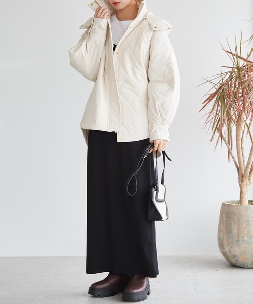 RANAN（ラナン）の「2WAY中綿キルティングダウンジャケット（ダウンジャケット/コート・レディース・ベージュ/ブラック/アイボリー・M/LL/L）」の20枚目の写真