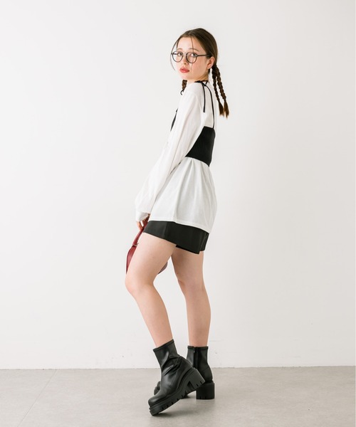 OLIVE des OLIVE（オリーブデオリーブ）の「前ボタンショートパンツ　1032020040（その他パンツ・レディース・ブラック/チャコールグレー/ブラック系その他・FREE）」の5枚目の写真