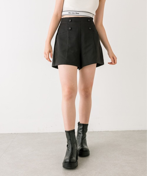 OLIVE des OLIVE（オリーブデオリーブ）の「前ボタンショートパンツ　1032020040（その他パンツ・レディース・ブラック/チャコールグレー/ブラック系その他・FREE）」の7枚目の写真