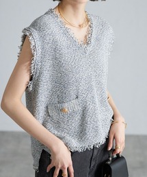 ツイードニットベスト