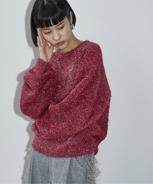 セール】グリッターシャギールーズフィットニットプルオーバー（ニット