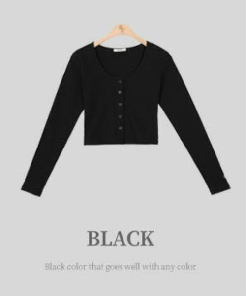 BEIDELLI（ベイデリー）の「[BELLIDE MADE]  " BELLIDE " ワンポイント刺繍Uネッククロップドカーディガン（カーディガン/ボレロ・レディース・ネイビー/ブラウン/ピンク/ブラック/ホワイト・FREE）」の14枚目の写真