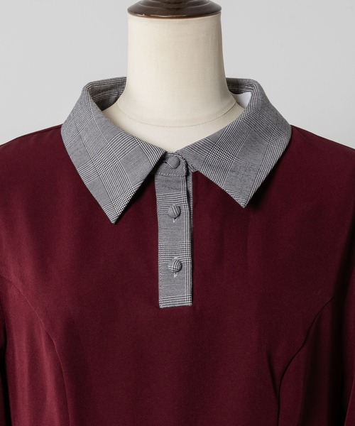 INTER FACTORY(インターファクトリー)の「nene - 配色シャツワンピース made in INTER FACTORY(シャツワンピース・レディース・レッド/ターコイズブルー・FREE)」の7枚目の写真