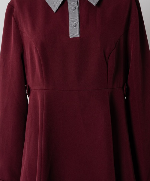 INTER FACTORY(インターファクトリー)の「nene - 配色シャツワンピース made in INTER FACTORY(シャツワンピース・レディース・レッド/ターコイズブルー・FREE)」の11枚目の写真