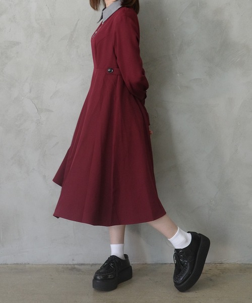 INTER FACTORY(インターファクトリー)の「nene - 配色シャツワンピース made in INTER FACTORY(シャツワンピース・レディース・レッド/ターコイズブルー・FREE)」の19枚目の写真