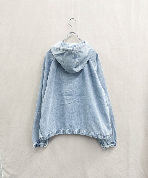 Starting Over（スターティングオーバー）の「デニム ヴィンテージウォッシュ ケミカル加工 ジップパーカー ドロップショルダー/レディース メンズ（デニムジャケット・メンズ・ブルー系その他/ブルー/ブラック・M/L/XL）」の4枚目の写真