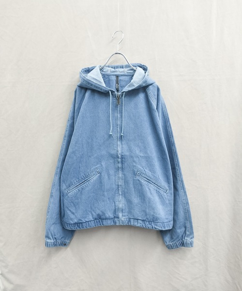 Starting Over（スターティングオーバー）の「デニム ヴィンテージウォッシュ ケミカル加工 ジップパーカー ドロップショルダー/レディース メンズ（デニムジャケット・メンズ・ブルー系その他/ブルー/ブラック・M/L/XL）」の12枚目の写真
