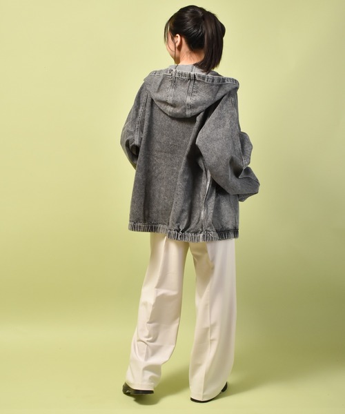 Starting Over（スターティングオーバー）の「デニム ヴィンテージウォッシュ ケミカル加工 ジップパーカー ドロップショルダー/レディース メンズ（デニムジャケット・メンズ・ブルー系その他/ブルー/ブラック・M/L/XL）」の16枚目の写真