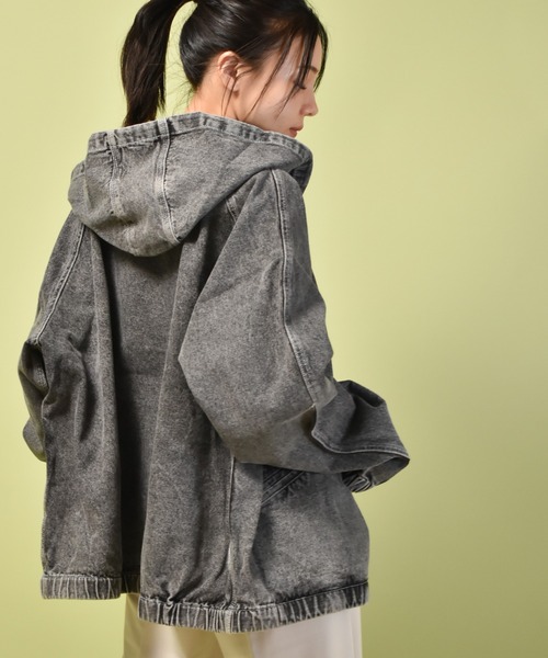 Starting Over（スターティングオーバー）の「デニム ヴィンテージウォッシュ ケミカル加工 ジップパーカー ドロップショルダー/レディース メンズ（デニムジャケット・メンズ・ブルー系その他/ブルー/ブラック・M/L/XL）」の15枚目の写真