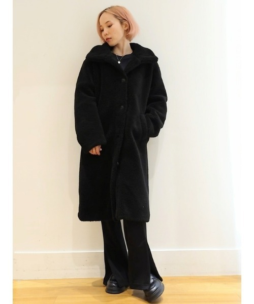 GAP(ギャップ)の「ボア ロングコート(チェスターコート・レディース・ブラック・M/L/XS/S/XXS)」の8枚目の写真
