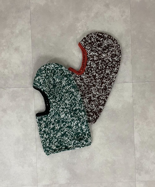 MGV(エムジーヴィー)の「ミックス編みニットバラクラバ(ニットキャップ/ビーニー・メンズ・グリーン/ブラウン・FREE)」の5枚目の写真