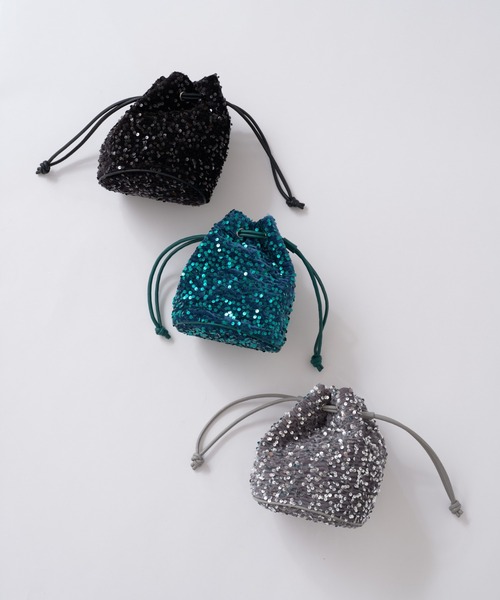 COLONY 2139（コロニートゥーワンスリーナイン）の「スパンコール巾着2wayバッグ（ショルダーバッグ・レディース・シルバー/ブラック/グリーン・FREE）」の4枚目の写真