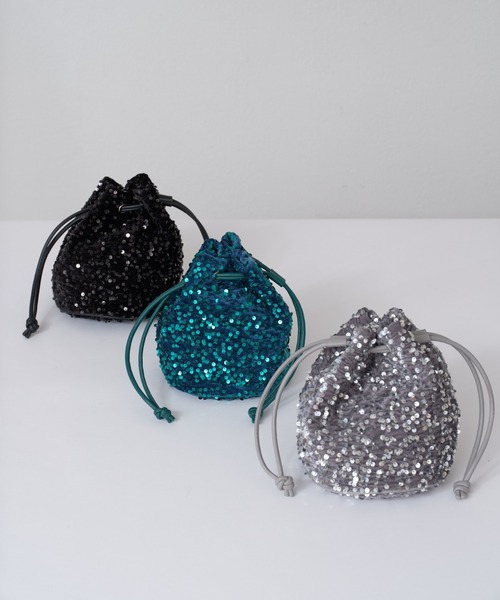 COLONY 2139（コロニートゥーワンスリーナイン）の「スパンコール巾着2wayバッグ（ショルダーバッグ・レディース・シルバー/ブラック/グリーン・FREE）」の5枚目の写真