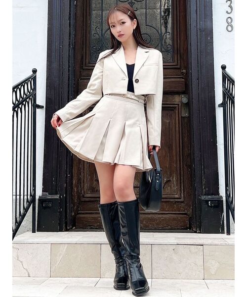 RESEXXY（リゼクシー）の「プリーツミニスカート【セットアップ着用可能】（スカート・レディース・その他1/アイボリー/チャコールグレー・FREE）」の6枚目の写真