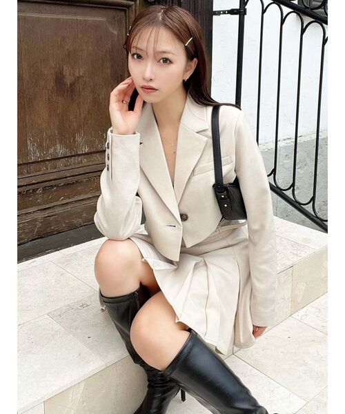 RESEXXY（リゼクシー）の「プリーツミニスカート【セットアップ着用可能】（スカート・レディース・その他1/アイボリー/チャコールグレー・FREE）」の9枚目の写真