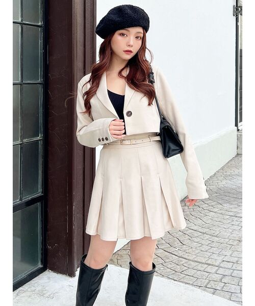 RESEXXY（リゼクシー）の「プリーツミニスカート【セットアップ着用可能】（スカート・レディース・その他1/アイボリー/チャコールグレー・FREE）」の19枚目の写真