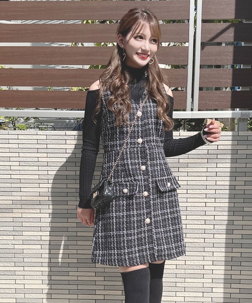 Diable baiser(ディアブルベーゼ)の「ジャンスカツイードミニワンピ(ジャンパースカート・レディース・ホワイト/ブラック・MEDIUM)」の15枚目の写真