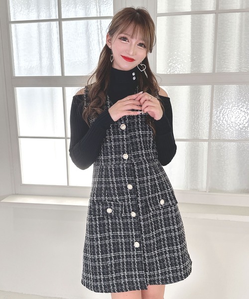 Diable baiser(ディアブルベーゼ)の「ジャンスカツイードミニワンピ(ジャンパースカート・レディース・ホワイト/ブラック・MEDIUM)」の13枚目の写真