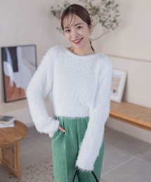 ロングシャギーショート丈ニットトップス[骨格ウェーブ]≪STAY MOTION≫