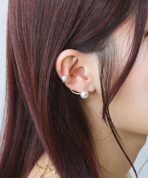 Kana（カナ）の「パール ダブル ニュアンス イヤーカフ パーティー 結婚式 お呼ばれ オケージョン（イヤーカフ・レディース・ゴールド/シルバー・フリー）」の5枚目の写真