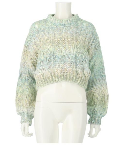 anap mimpi(アナップミンピ)の「グラデーションMIX糸混ショート丈トップス(ニット/セーター・レディース・ミント/ブルー・FREE)」の12枚目の写真