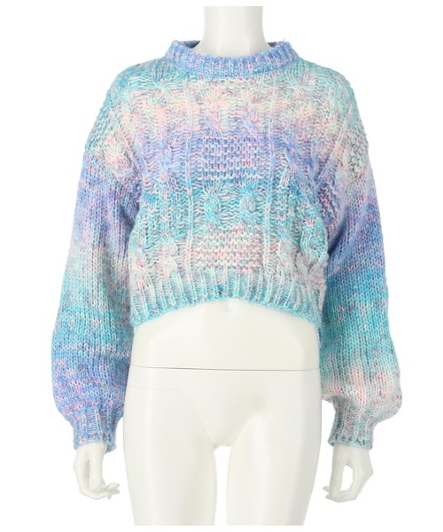 anap mimpi(アナップミンピ)の「グラデーションMIX糸混ショート丈トップス(ニット/セーター・レディース・ミント/ブルー・FREE)」の13枚目の写真