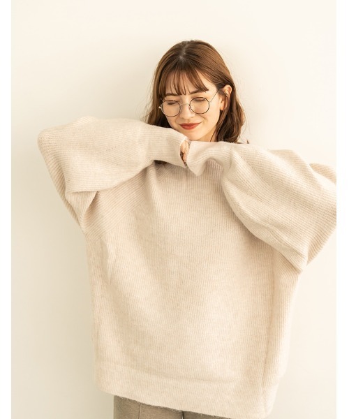 chocomee（チョコミー）の「volume sleeve knit（ニット/セーター・レディース・アイボリー/ベージュ・FREE）」の9枚目の写真