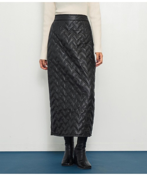 ANAP（アナップ）の「ハートキルティングロングスカート（スカート・レディース・カーキ/ブラック・FREE）」の2枚目の写真