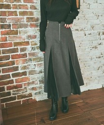 mysty woman | 異素材プリーツフレアスカート 990899(スカート)