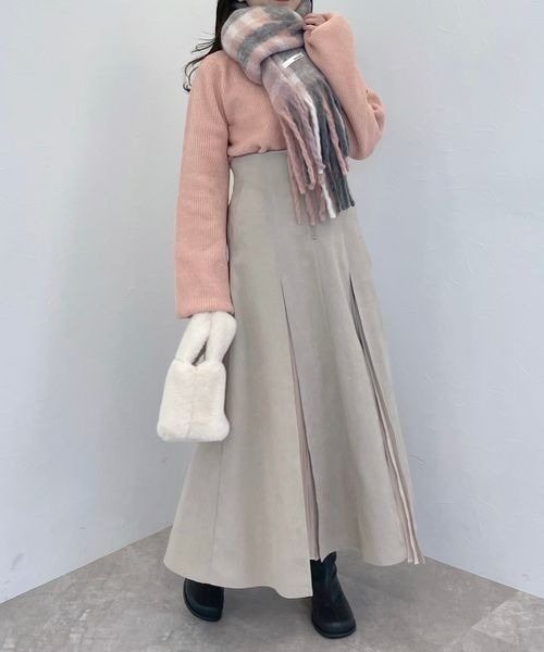 mysty woman（ミスティウーマン）の「異素材プリーツフレアスカート 990899（スカート・レディース・チャコールグレー/ブラウン/ライトベージュ・FREE）」の22枚目の写真