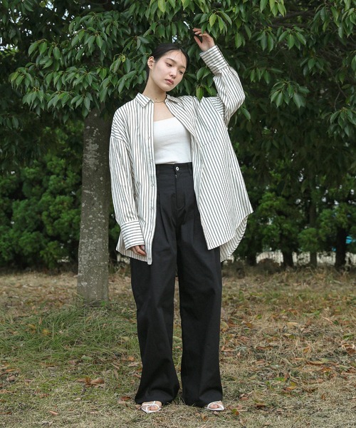 ZOZO限定】ストライプオーバーシャツ（シャツ/ブラウス）｜select MOCA