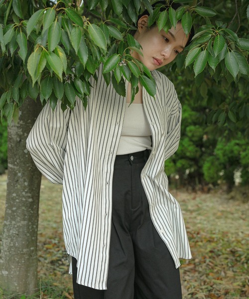 select MOCA（セレクトモカ）の「【ZOZO限定】ストライプオーバーシャツ（シャツ/ブラウス・レディース・アイボリー/グレー/オフホワイト・FREE）」の12枚目の写真