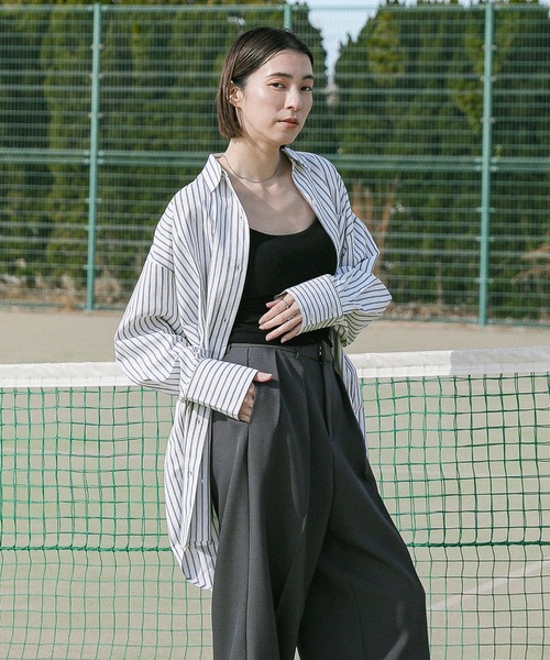 ZOZO限定】ストライプオーバーシャツ（シャツ/ブラウス）｜select MOCA