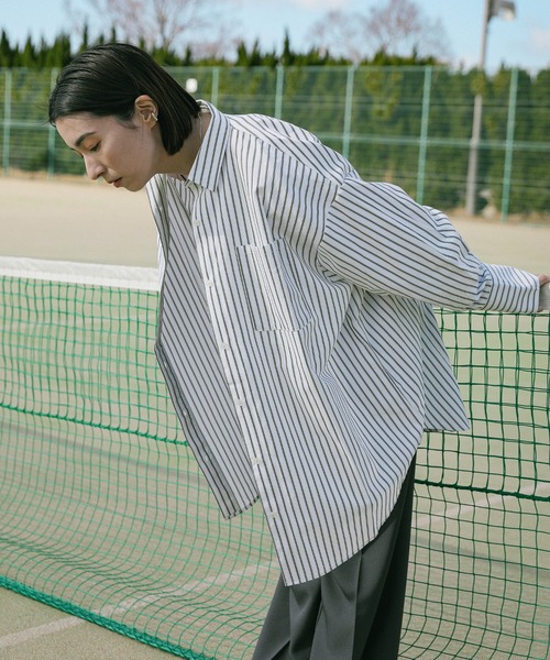 ZOZO限定】ストライプオーバーシャツ（シャツ/ブラウス）｜select MOCA