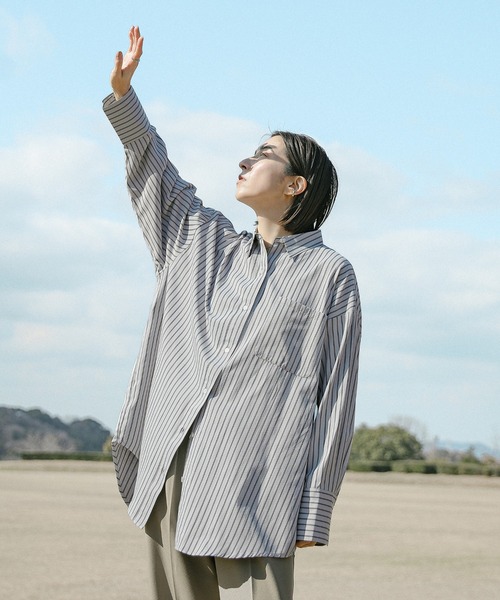 ZOZO限定】ストライプオーバーシャツ（シャツ/ブラウス）｜select MOCA