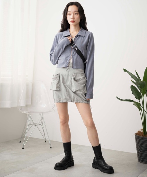 WEGO（ウィゴー）の「WEGO/ナイロンカーゴミニスカパン（スカート・レディース・ブラック/グレー・FREE）」の8枚目の写真