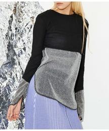 Settimissimo | 裾ラメ切替 シアー プルオーバー ロンT(Tシャツ/カットソー)