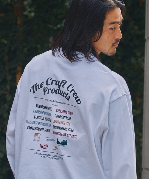 THE CRAFT CREW PRODUCTS(ザクラフトクループロダクツ)の「ヘビーウェイトファンクショナルファブリック ビッグシルエット バックプリントクルーネック長袖Tシャツ / 抗菌・防臭【THE CRAFT CREW PRODUCTS】(Tシャツ/カットソー・メンズ・オフホワイト/アッシュグレー/ブルー/ブラック/グレイッシュベージュ/ダークネイビー/ベージュ系/ブラック系/ダークグリーン系/ホワイト系/ネイビー系/グレー系/スミクロ/ホワイト系1/ネイビー系1/ブラック系1/グレー系1/ホワイト系2/ダークグリーン系1・S/M/L)」の4枚目の写真