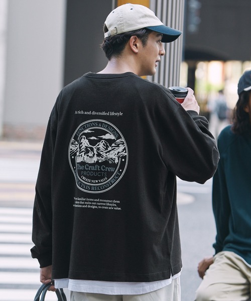 THE CRAFT CREW PRODUCTS(ザクラフトクループロダクツ)の「ヘビーウェイトファンクショナルファブリック ビッグシルエット バックプリントクルーネック長袖Tシャツ / 抗菌・防臭【THE CRAFT CREW PRODUCTS】(Tシャツ/カットソー・メンズ・オフホワイト/アッシュグレー/ブルー/ブラック/グレイッシュベージュ/ダークネイビー/ベージュ系/ブラック系/ダークグリーン系/ホワイト系/ネイビー系/グレー系/スミクロ/ホワイト系1/ネイビー系1/ブラック系1/グレー系1/ホワイト系2/ダークグリーン系1・S/M/L)」の22枚目の写真