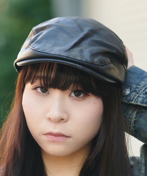 SPINNS（スピンズ）の「合皮ハンチング（ハンチング/ベレー帽・レディース・ブラウン/ブラック・ONESIZE）」の7枚目の写真