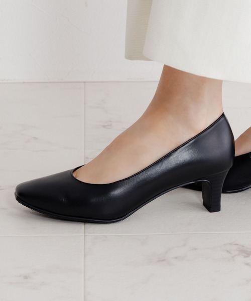 Made in Japan】【卑弥呼】【撥水】5cmヒールブラックパンプス/600003