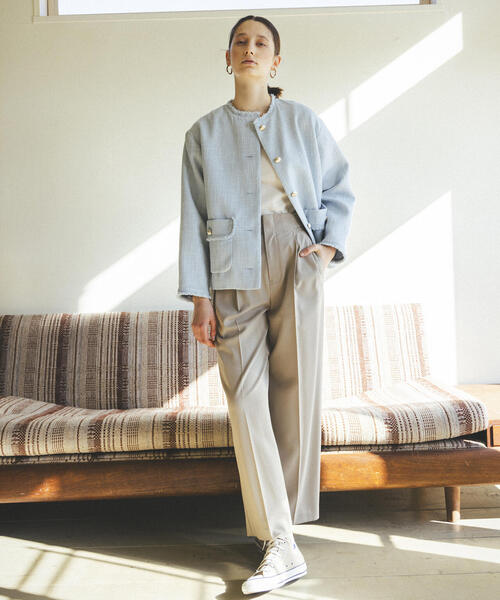 N.(N. Natural Beauty Basic)(エヌエヌナチュラルビューティーベーシック)の「◆【S Size Line】サイドベルトツータックパンツ(その他パンツ・レディース・ベージュ/チャコールグレー・SMALL/MEDIUM)」の12枚目の写真