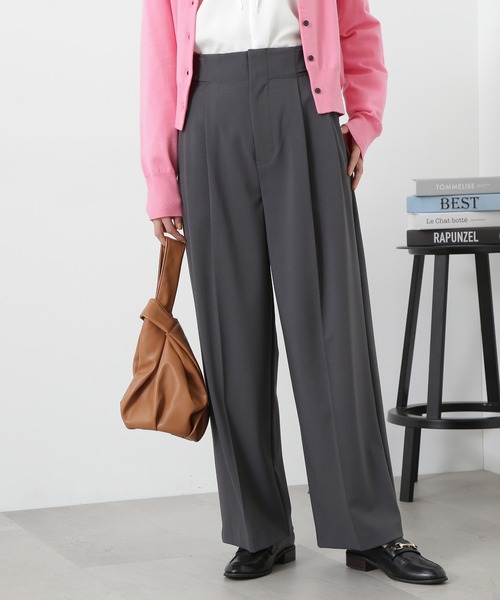 N.(N. Natural Beauty Basic)(エヌエヌナチュラルビューティーベーシック)の「◆【S Size Line】サイドベルトツータックパンツ(その他パンツ・レディース・ベージュ/チャコールグレー・SMALL/MEDIUM)」の2枚目の写真