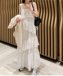 レースフリルティアードワンピース