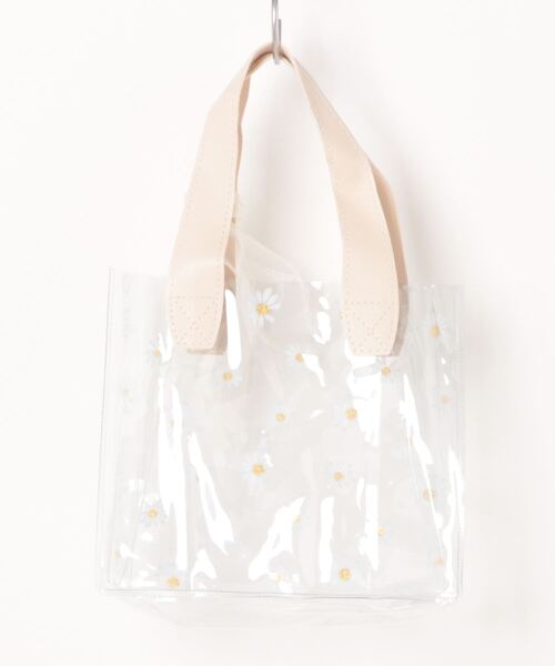 Mignonjour(ミニョンジュール)の「Mignonjour/デイジー柄クリアバッグ(小)M2298(トートバッグ・レディース・ベージュ/ベージュ系その他/ピンク・FREE)」の4枚目の写真