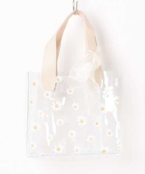Mignonjour(ミニョンジュール)の「Mignonjour/デイジー柄クリアバッグ(小)M2298(トートバッグ・レディース・ベージュ/ベージュ系その他/ピンク・FREE)」の8枚目の写真