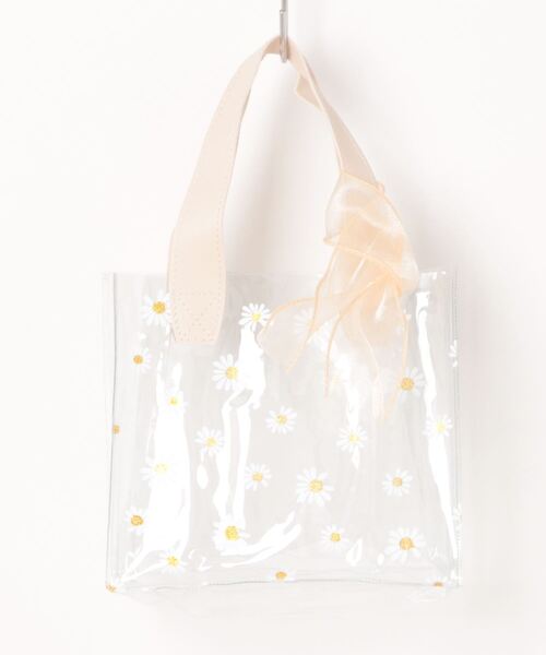 Mignonjour(ミニョンジュール)の「Mignonjour/デイジー柄クリアバッグ(小)M2298(トートバッグ・レディース・ベージュ/ベージュ系その他/ピンク・FREE)」の9枚目の写真