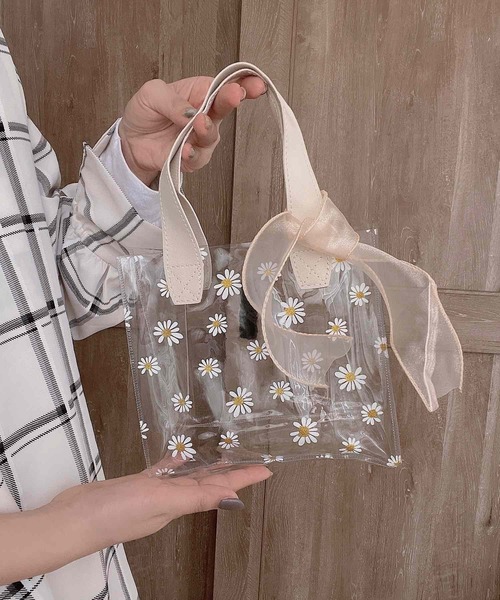 Mignonjour(ミニョンジュール)の「Mignonjour/デイジー柄クリアバッグ(小)M2298(トートバッグ・レディース・ベージュ/ベージュ系その他/ピンク・FREE)」の12枚目の写真